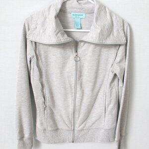 Silverwear gray cotton blend zip front long slv unlined sweatshirt jacket *Sz S*